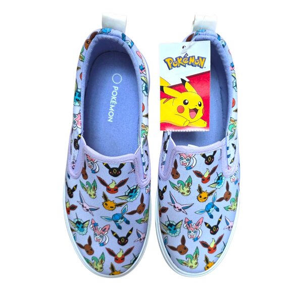 Pokemon Pikachu Slip-On Canvas Casual Sneakers Twin Gore Big Girl Size 4 - Picture 1 of 7